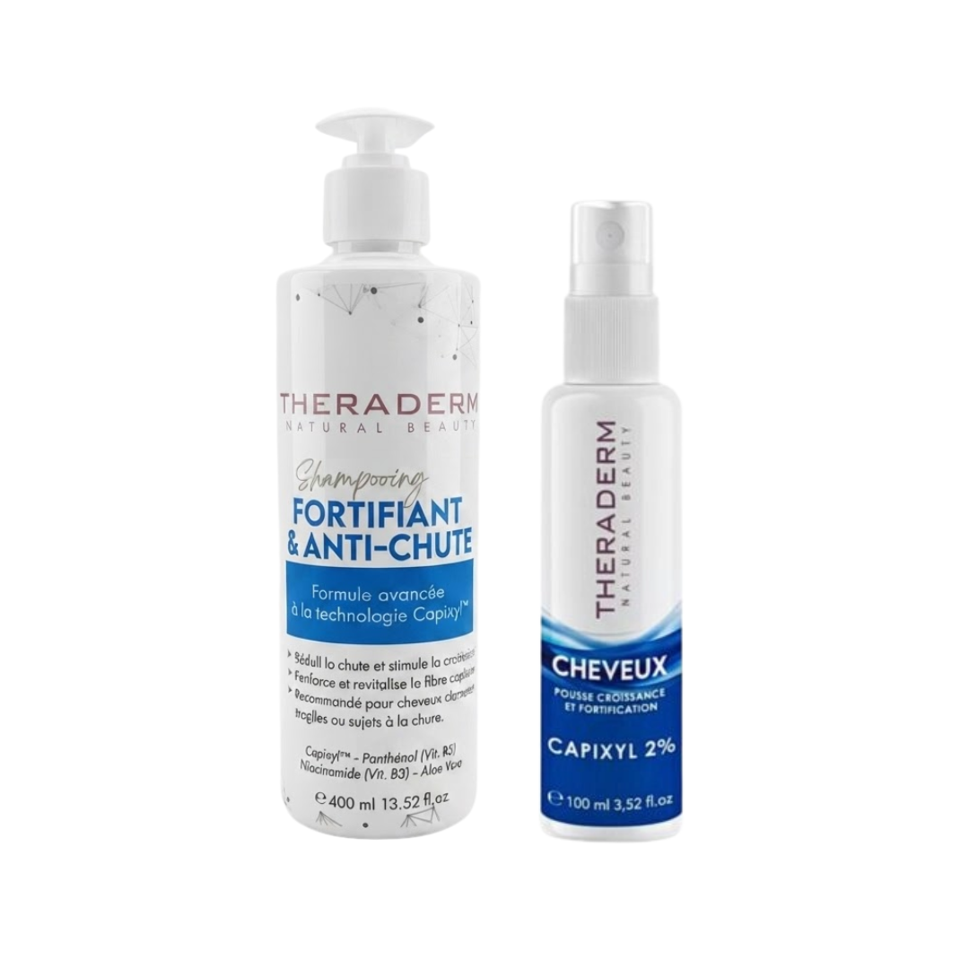 Theraderm-Shampoing-Anti-Chute-400ml-Spray-125ml-Pack-.png Theraderm Shampoing Anti-Chute 400ml + Spray 125ml Pack – Image 1