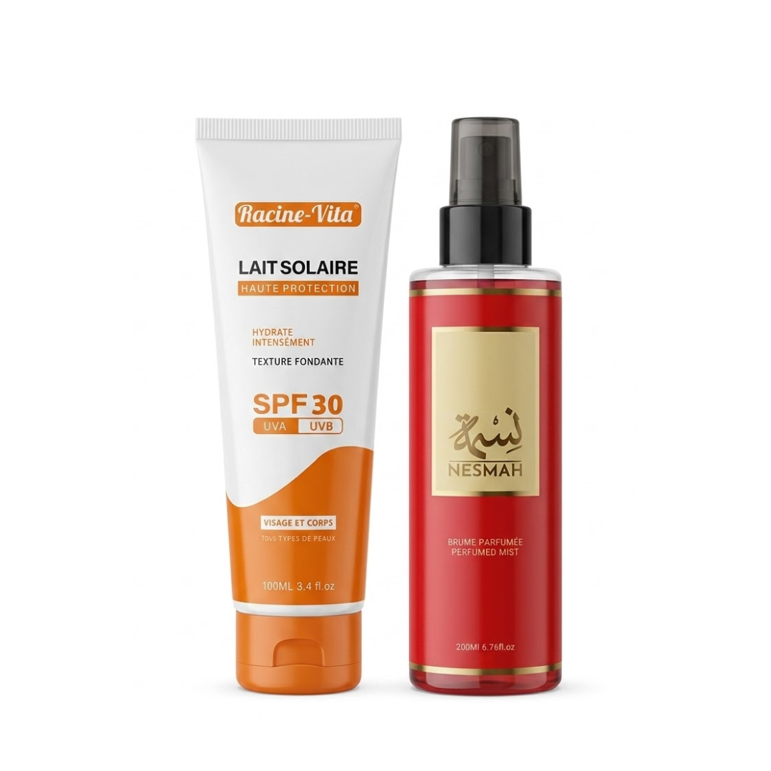 racine-vita-4.png Racine Vita Lait Solaire spf30 100ml+Brume Parfumee Nesmah Pack – Image 1