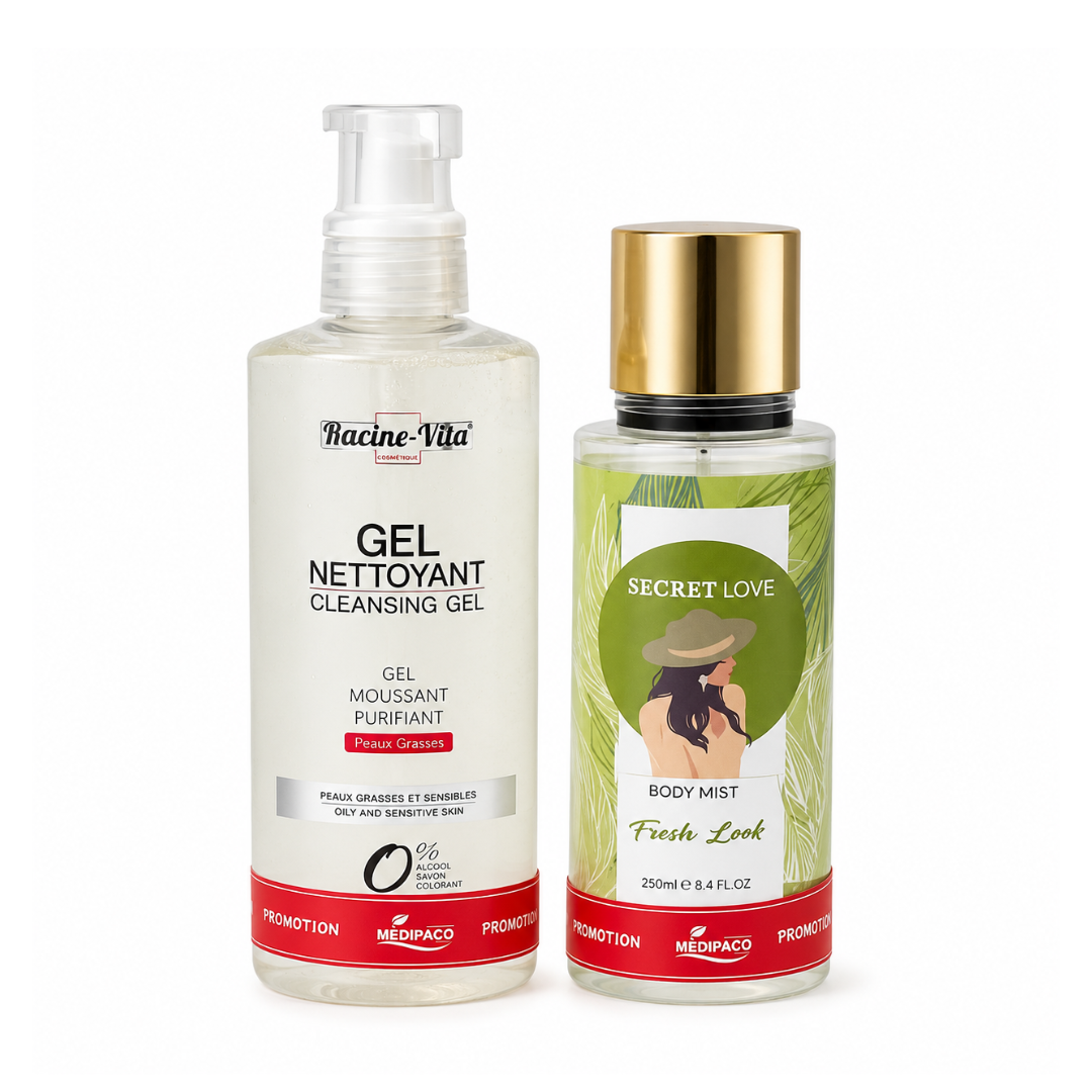 racine-vita.png Racine Vita Gel Moussant Peaux Grasses 420ml+Secret Love Body Mist Pack – Image 1