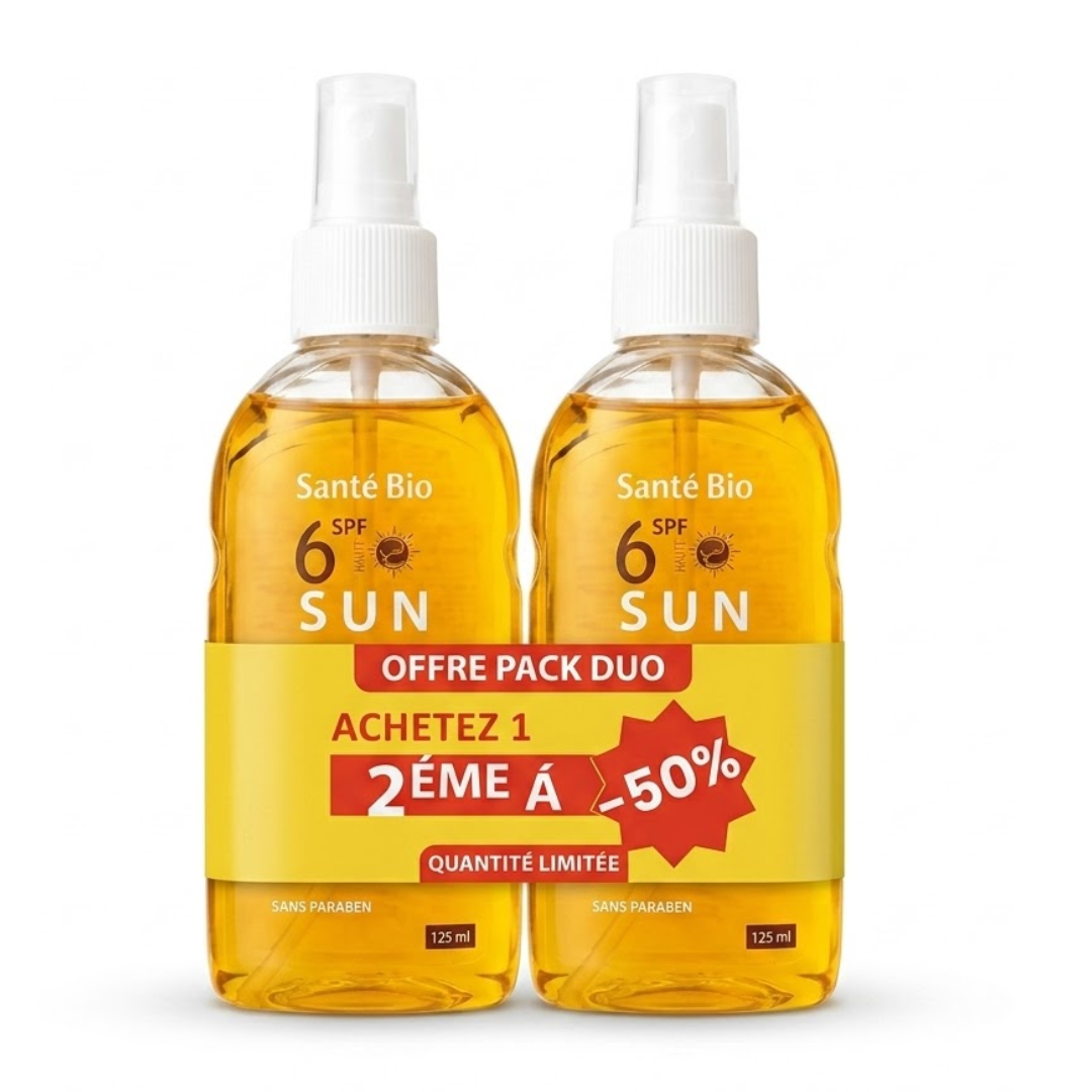 sante-bio.png Sante bio Huile de bronzage spf6 125ml 2eme -50% Pack – Image 1