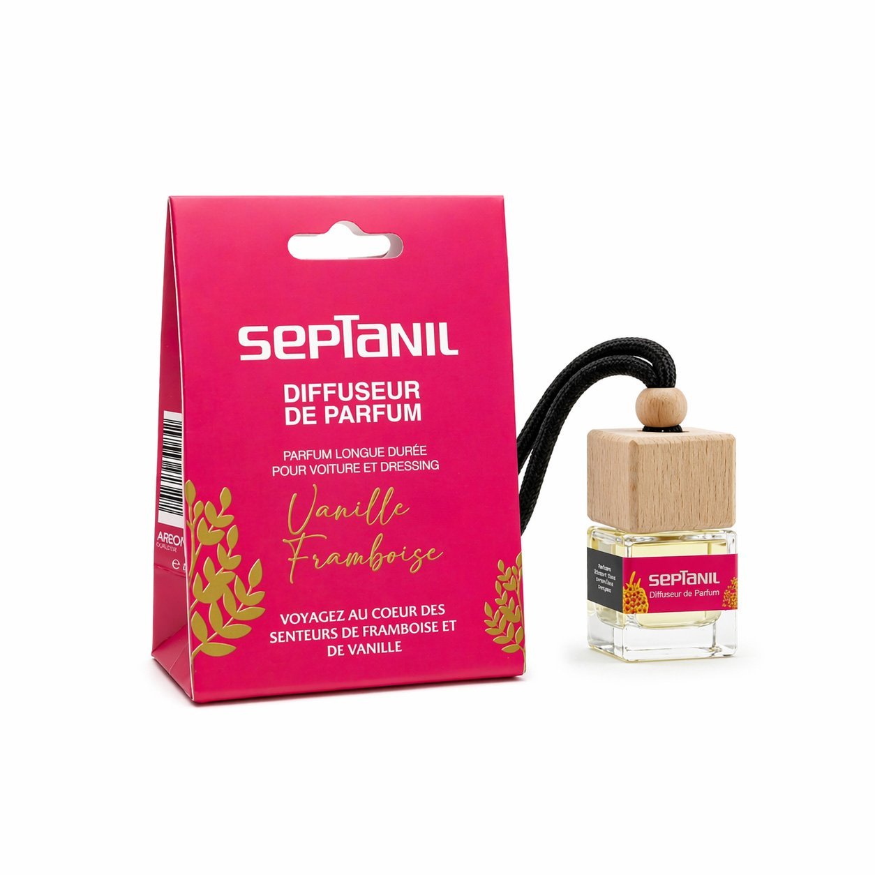 vanille-framboisevoiture.jpg Septanil Diffuseur De Voiture Vanille Framboise 8ml – Image 1