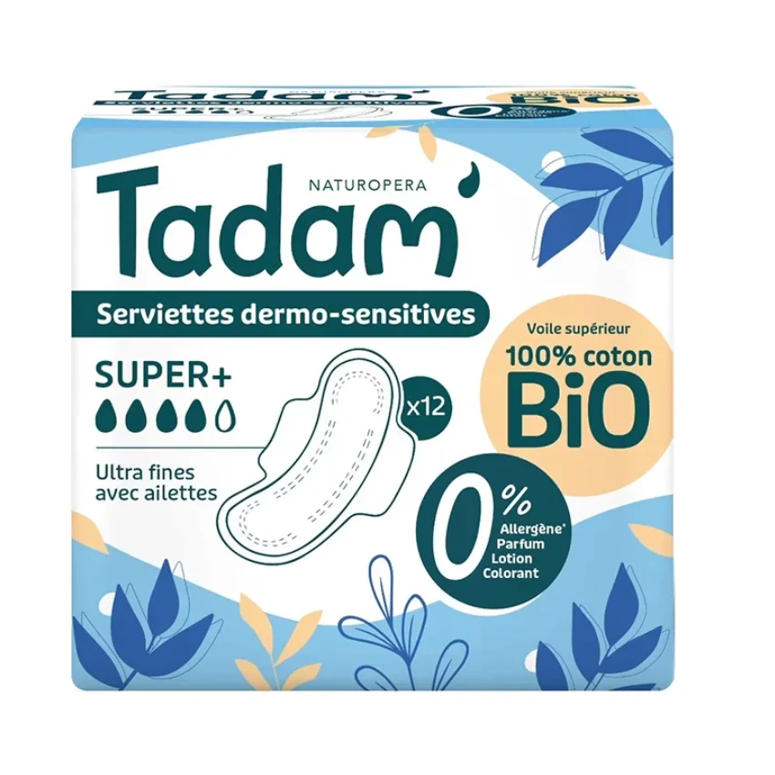 Tadam-Serviette-Ultra-Coton-Bio-Super-12un-2.webp Tadam Serviette Ultra Coton Bio Super+ 12 unités – Image 1