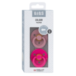 Bibs 2 Sucettes Colour Round Dusty Pink / Coral Size1 +0mois