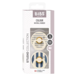 Bibs 2 Sucettes Colour Round Studio Ivory Steel Blue Mix Size 1 +0mois