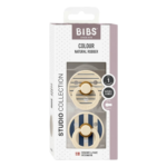 Bibs 2 Sucettes Colour Round Studio Ivory Steel Blue Mix Size 2 +6mois