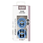 Bibs 2 Sucettes Colour Round Studio Sky Blue Mix Size 2 +6mois