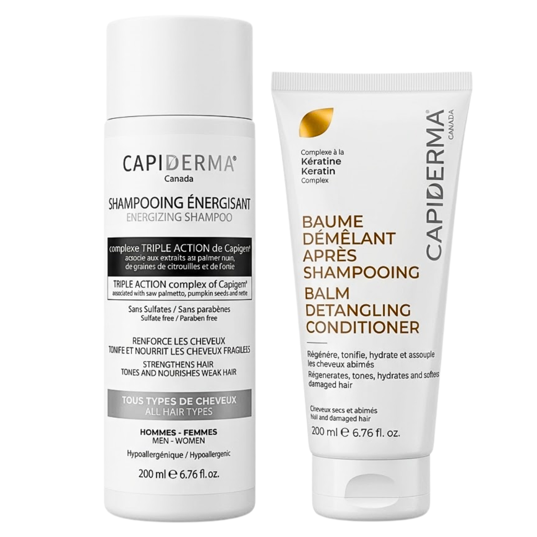 Capiderma-Shamp-Energisant-200mlBaume-Demelant-200ml-Offert.png Capiderma Shampoing Energisant 200ml+Baume Demelant 200ml Offert – Image 1