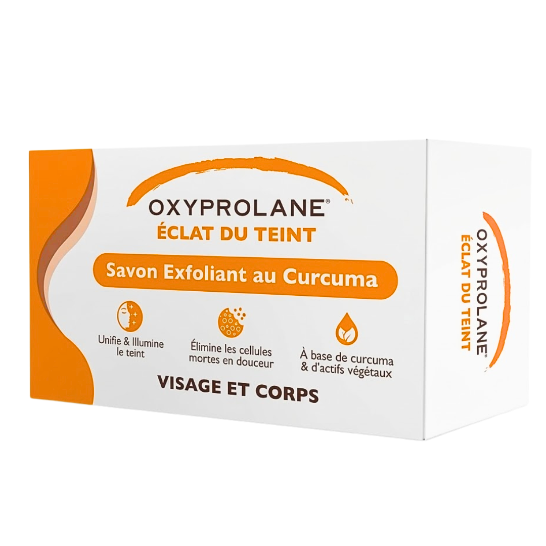 Oxyprolane-Eclat-Du-Teint-Savon-Exfoliant-Curcuma-220g.png Oxyprolane Eclat Du Teint Savon Exfoliant Curcuma 220g – Image 1