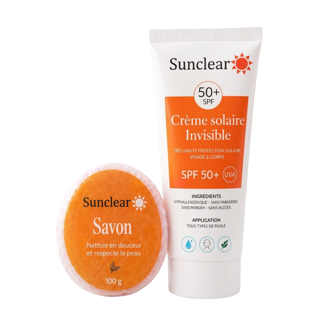 Sunclear-Ecran-invisble-spf50Savon-100g-Offert.png Sunclear Ecran Invisble Spf50+Savon 100g Offert – Image 1